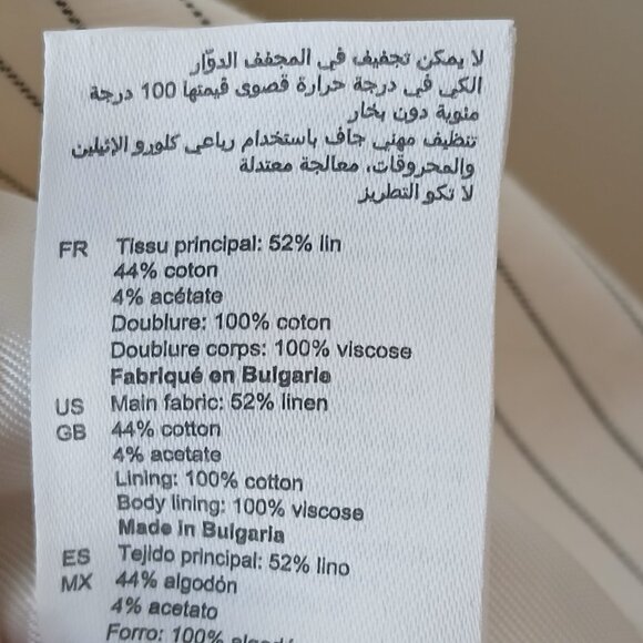 SANDRO Cosima Double Breasted Pinstriped Linen Blend Mini Dress Ecru Size 4 - Picture 10 of 12